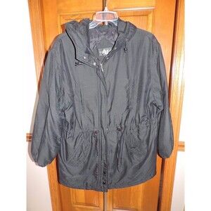 Andy Johns Coat Women's Black Long Sleeve Coat / Jacket With Hood Size Large